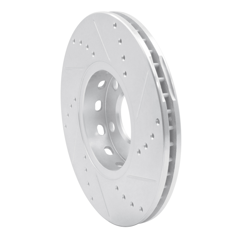 Audi A4 Brake Rotor (1) - Front Left - R1 Concepts - Drilled & Slotted - Silver - `92-`08